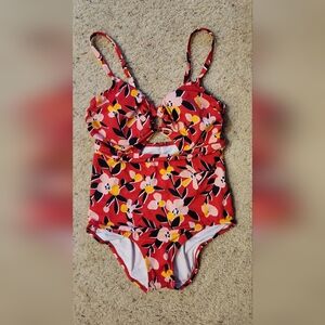 NWOT Beach Betty Size 1X One-Piece Swimsuit yellow black peach white